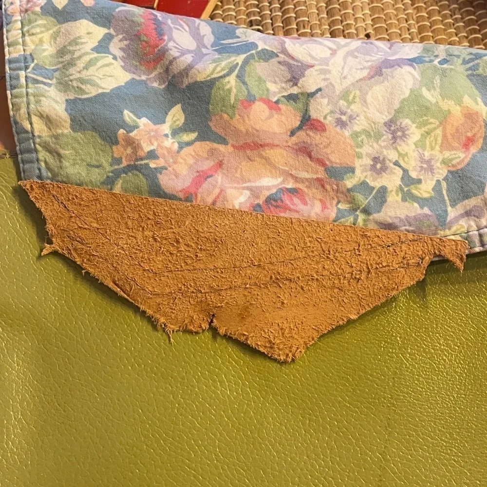 Floral Shoulder Bag with Green and Tan Accents